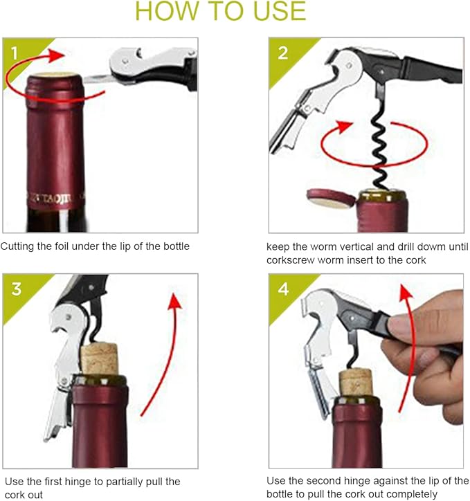 Waiter Corkscrew Professional Wine Opener with Foil Cutter,Manual Wine Bottle Opener for Servers, Bartenders and Waiter (1, Black)