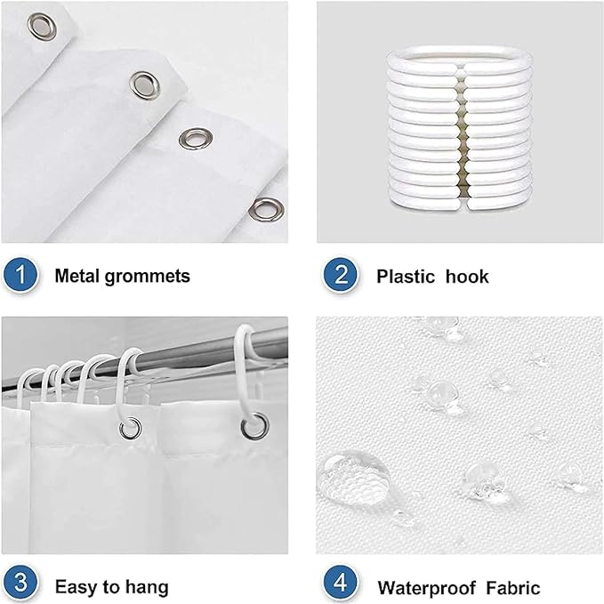 Blue and Grey Shower Curtain Abstract Painting Modern Shower Curtains for Bathroom Waterproof Polyester Fabric Bathroom Curtain 72 x 72 Inch with 12 Plastic Hooks