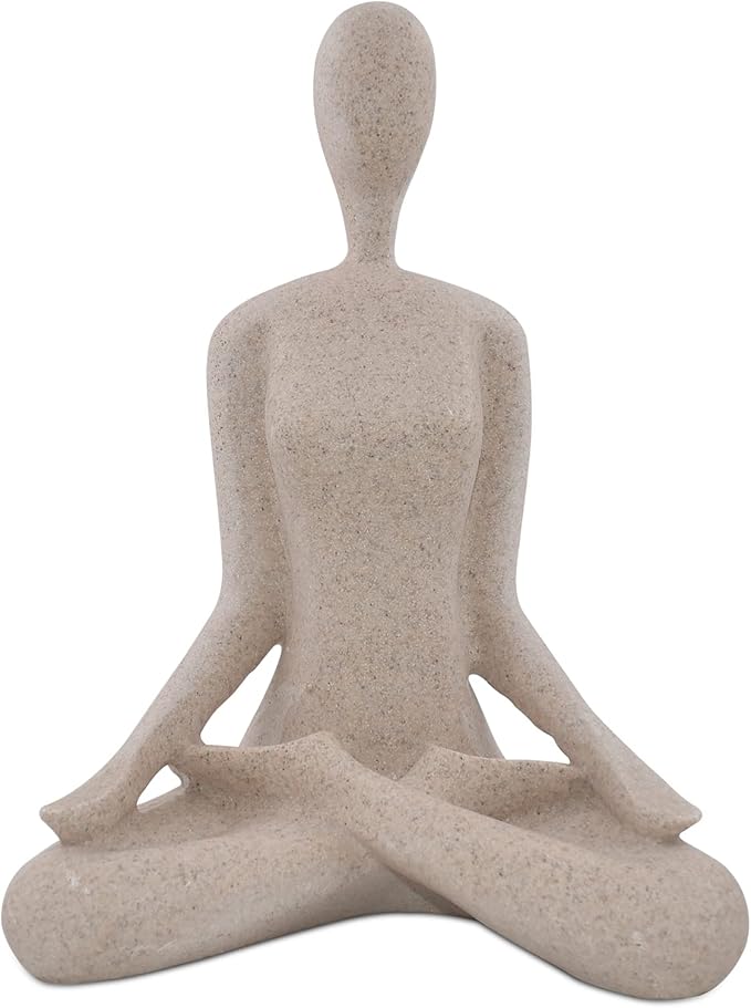 SIMON'S SHOP Yoga Sculpture Modern Accent Figurine for Living Room Workout Space Resin Desk Decor Yogis Statue Padmasana Lotus Posture
