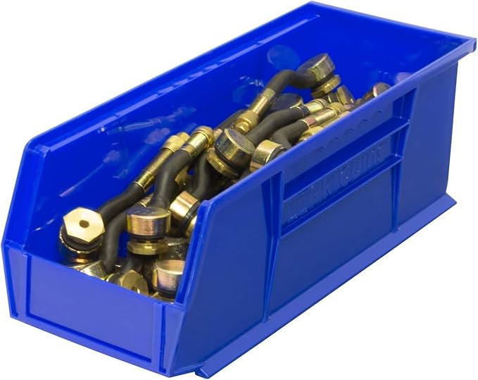 Akro-Mils 30234 AkroBins Plastic Storage Bins, Space-Saving Stackable Bins for Garage, Pantry, Craft Organization, 15" x 5" x 5", Blue, 12-Pack