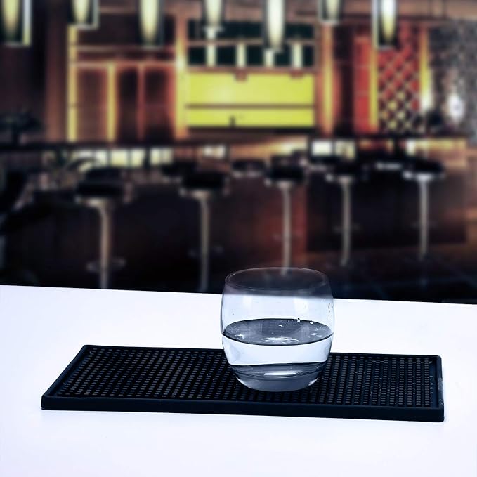 KINJOEK 2 Packs 6 x 12 in Bar Mat, Non Slip Bar Service Spill Mat Drying Mats for Countertop Cocktail Bartender Coffee Beverages