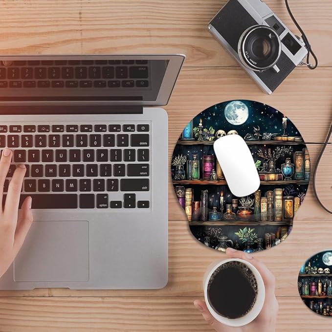 Ergonomic Mouse Pad with Memory Foam Wrist Rest Support Design,Relieve Wrist Pain Mousepad,Non-Slip Base for Laptop,Computer,Office Desk Accessories,Carpal Tunnel,Goth