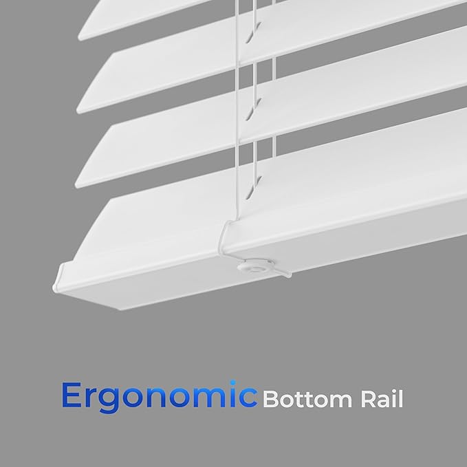 2 Inch Cordless Room Darkening Faux Wood Blind - 53.75" W x 36" L - White, Over 1,000 Custom Sizes Starting at 18.97, Inside or Outside Mount, Venetian Shades for Interior Windows by Lumino