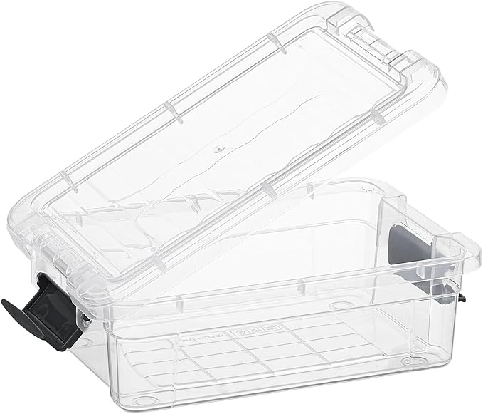 Superio Clear Storage Boxes with Lids, 1.27 Quart Plastic Container Bins for Organizing, Stackable Crates, BPA Free, Non Toxic, Odor Free, Organizers for Home, Office and Dorm, 3 Pack