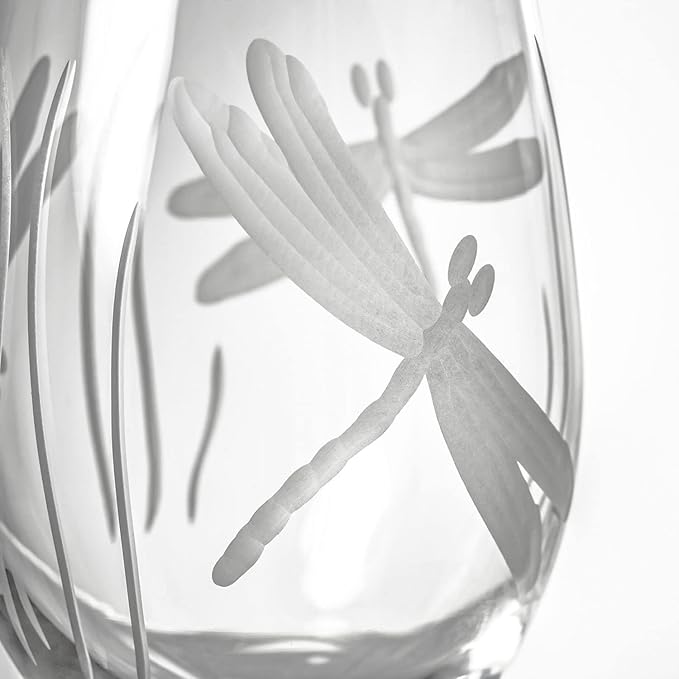 Rolf Glass Dragonfly All Purpose Wine Glass 18 ounce - Stemmed Wine Glasses Set of 2 – Lead-Free Glass- Etched Large Wine Glasses - Made in the USA - A Classic