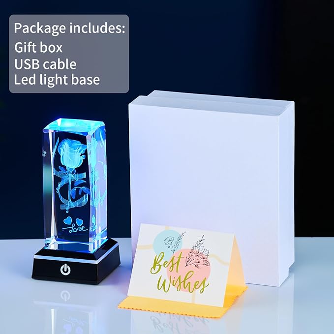 3D Crystal Night Light, K9 Crystal LED Lamp with Light Base, Merry Christmas Gifts for Kids, Women, Teens, Boys, Girls, Anniversary, Birthday, Holiday Room Decor(Merry Christmas)