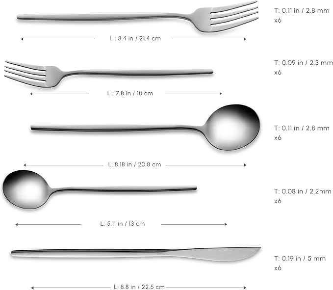 Karaca Orion 30-Piece Cutlery Set for 6 People - 18/10 Stainless Steel Set, Tableware Flatware Silverware Set with Knife Fork Spoon Set, Mixed & Luxury Cutlery Set, Platinum
