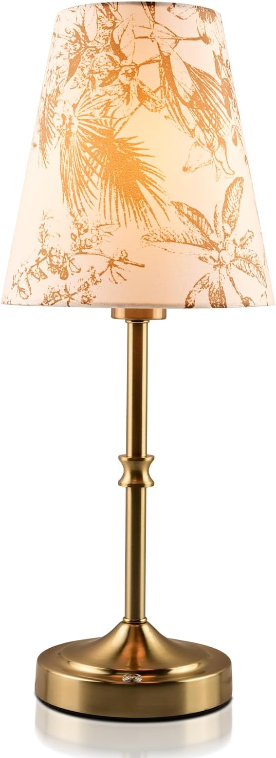 Cordless Table Lamp,5200mAh Rechargeable Battery Operated Lamp,3-Level Brightness Dimmable, Mid Century Modern Metal Ambient Lamps, Vintage Gold Lamps for Bedside, Retro Farmhouse Lamp