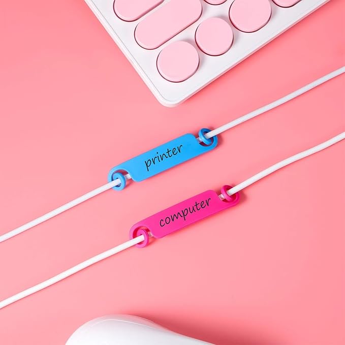 Honoson 50 Pieces Cable Tags Cable Management Labels Multicolor Labels Cord Identification Tags for USB Computer Phone Charger