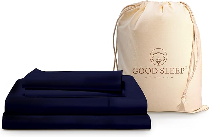 Good Sleep Bedding King Size Deep Pocket Sheet Sets - 4 Pc, 1000 TC Bed Sheets King Size, Soft Sheets Set Egyptian Cotton, Luxury King Sheet Set with Pillow Covers, Fits Upto 16" - Navy Blue