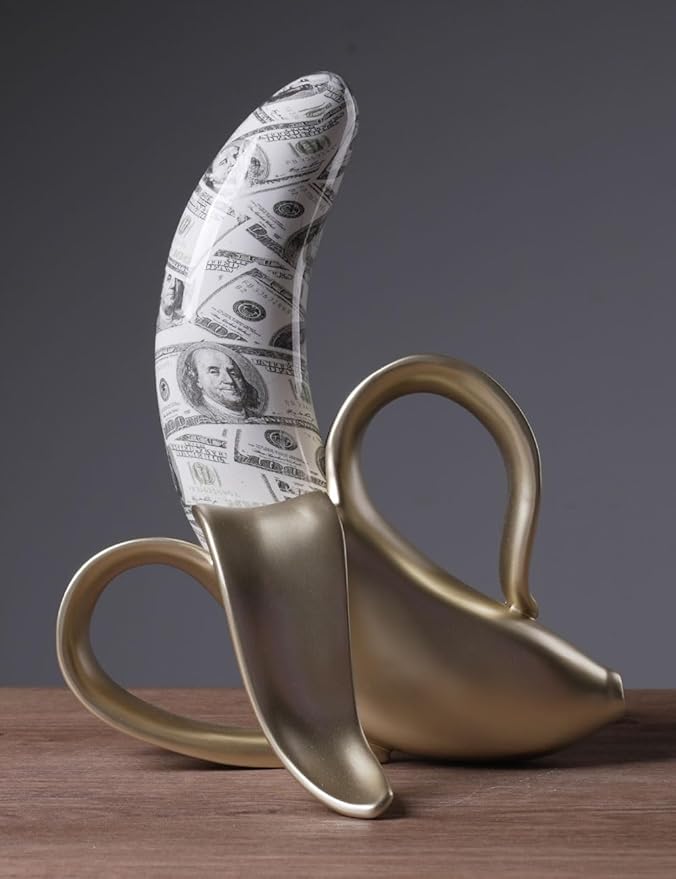 Abstract Sculpture Decor Modern Arts Banana Figurine Table Centerpiece Statue Polyresin 13.4 inch