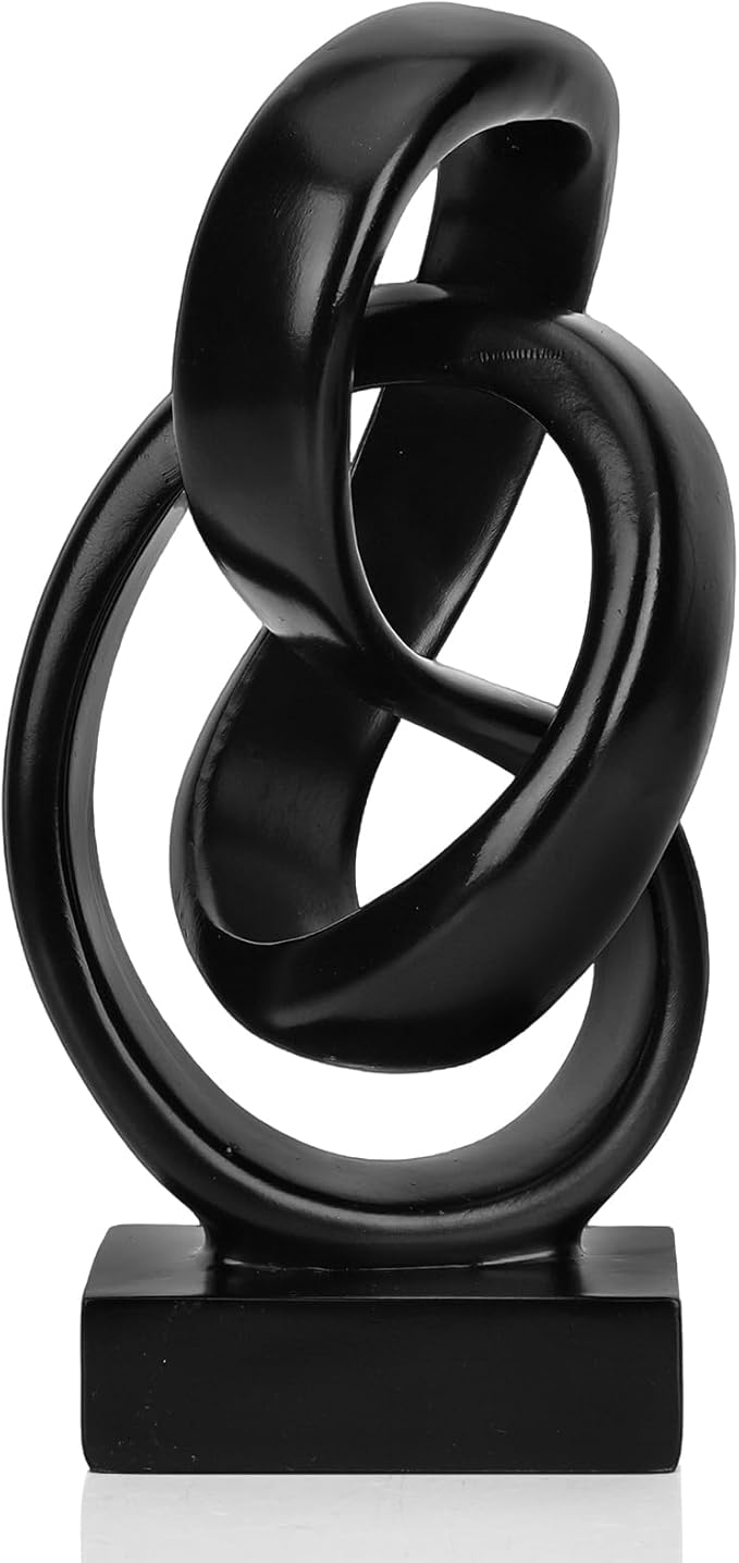 Abstract Black Knot Statue, Geometric Decor, Living Room Coffee Table Bookshelf countertop Black Decor, Office Coffee Table entryway Desktop Decor.