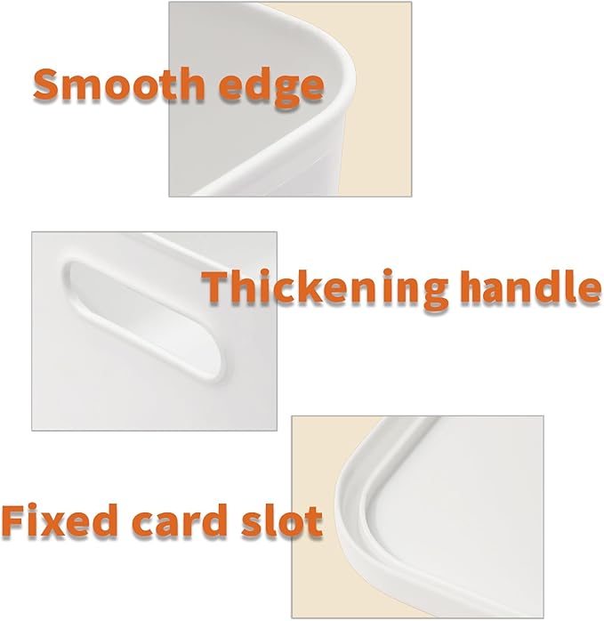 Plastic Storage Baskets With Lid Organizing Container Lidded Knit White Storage Organizer Bins for Shelves Drawers Desktop Playroom Classroom Office (8XS)