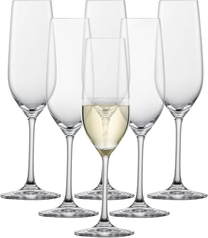 SCHOTT ZWIESEL Forté Champagne Flute (Set of 6), Champagne Glasses with Effervescence Point, Dishwasher-Safe Machine-Made Tritan Crystal Glasses, Made in Germany (8 Ounce)