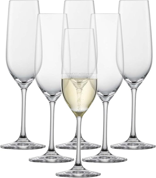 SCHOTT ZWIESEL Forté Champagne Flute (Set of 6), Champagne Glasses with Effervescence Point, Dishwasher-Safe Machine-Made Tritan Crystal Glasses, Made in Germany (8 Ounce)