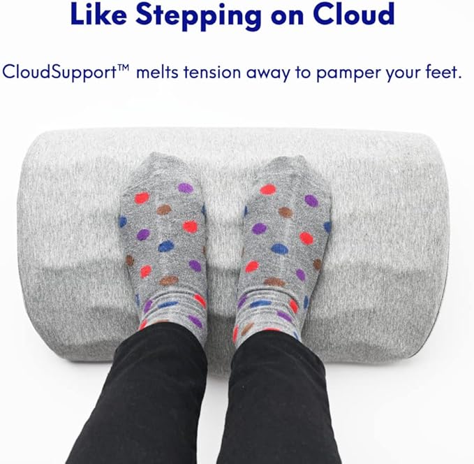 C CUSHION LAB Ergonomic Foot Rest for Under Desk - Patented Massage Ridge Design Memory Foam Foot Stool Pillow for Work, Home, Gaming, Computer, Office Chair - Footrest for Back & Hip Pain Relief