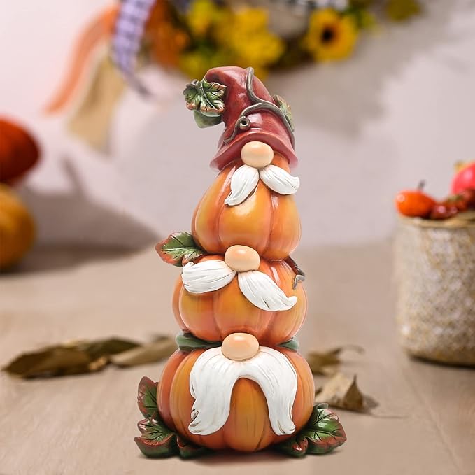 Hodao Fall Thanksgiving Stack Gnome Pumpkin Table Decorations Indoor Creative Thanksgiving centerpieces for Tables
