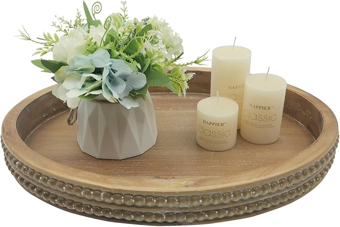 Carah & Cossh Oval Wooden Tray, Modern Decorative Tray 16''x12'', Oval Farmhouse Rustic Serving Tray, Table Centre Tray, Perfect for Storage and Display (Brown)