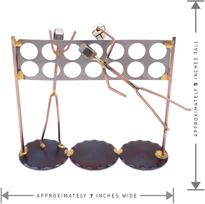 Volleyball Net with Men Collectible Handmade Metal Art Figurine, Desk Accessories, Trophy, Boss Gift, Office Décor, Business Professional, Sports