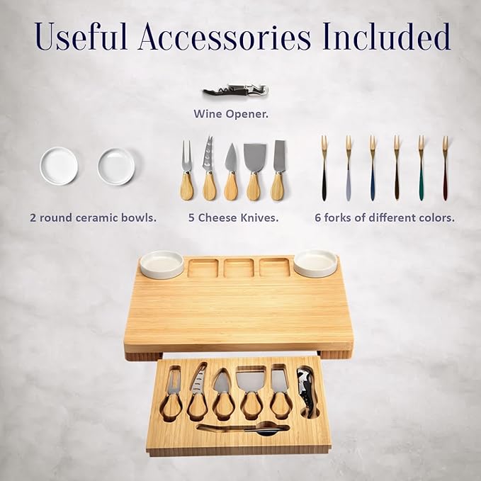 Charcuterie board cheese tray Set With kitchen Accessories Ideal gift for women, Haloween, New Year and Engagement gifts for Couples.