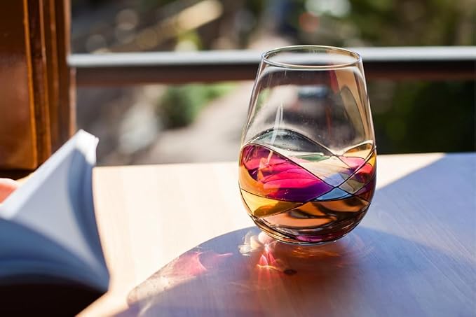 Stemless Wine Glasses – Hand‑Painted Set of 4, Unique Wine Gift for Wedding, Anniversary, Housewarming & Christmas • Sagrada Familia Style • Ideal for Women & Men