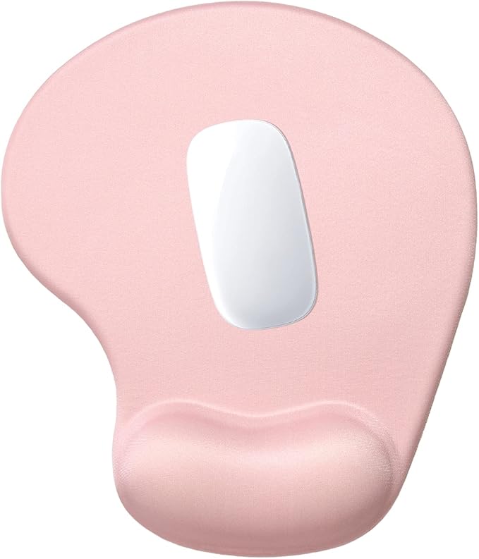 Hsurbtra Ergonomic Mouse Pad with Wrist Rest Support, Gel Mouse Pads with Non-Slip PU Base, Pain Relief Memory Foam Computer Mat, Cute Office Supplies Desk Decro Accessories, Pink