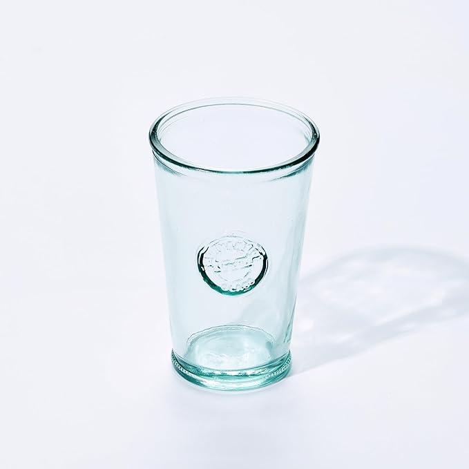 Recycled Glass Drinking Glasses Set Of 6, 10oz Authentic Glass Drinking Glasses, Made Of 100% Recycled Glass, Juice Glasses, Dishwasher-Safe Kitchen Glasses, Lead-Free, Made in Spain.