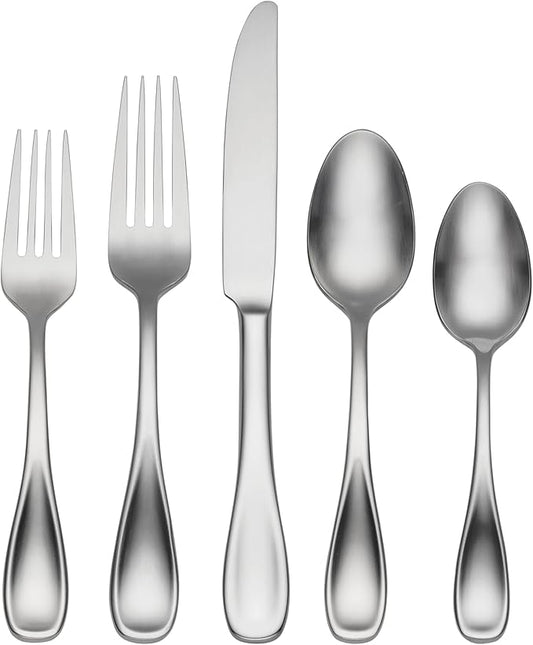 Oneida H221045AL20 Brushed Satin Voss 45 Piece Everyday Flatware Set, Service For 8