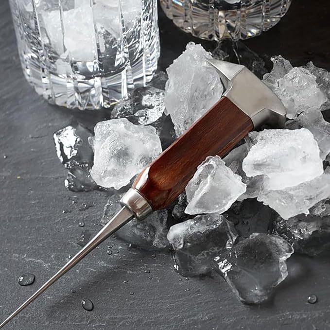 Ice Pick Stainless Steel, Ice Picks for Breaking Ice, Ice Pick with Wood Handle, Ice Picks for Kitchen, Bars, Bartender, Best Ice Carving Tools (long)