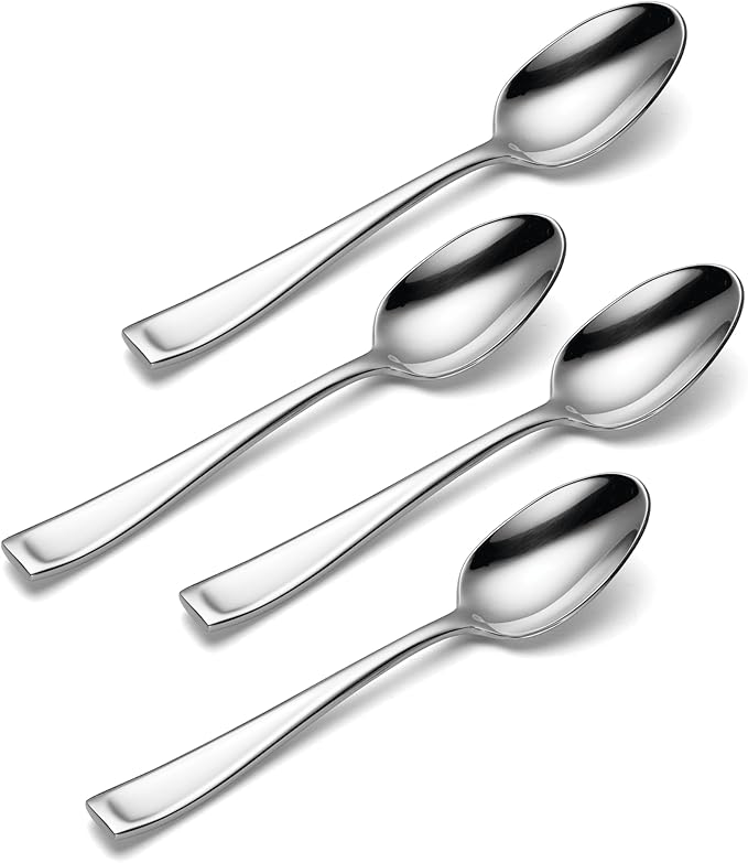 Oneida Silverware Set, Moda Fine Flatware 4-Piece Dinner Spoons Set, Service For 4, Rust Resistant 18/10 Stainless Steel, Dishwasher Safe, Mirror Finish, Home And Kitchen Utensils (Silver 4 Piece)