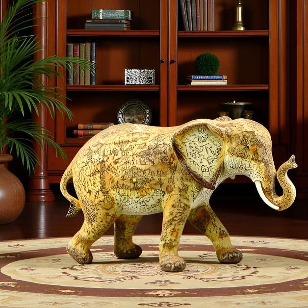 17-inch Resin Elephant Statue - Classic Decorative Sculpture for Home Decor, Living Room & Bookshelf Ornament