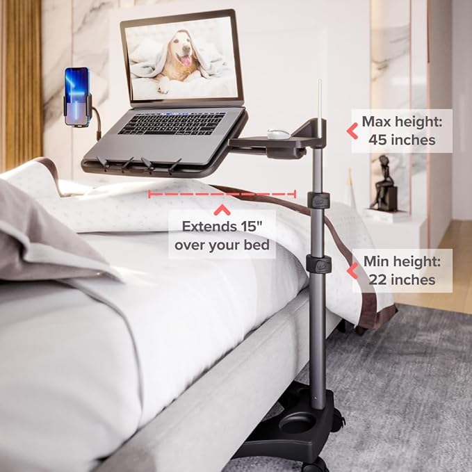 LEVO G2 V16 Mobile Laptop Stand Desk Rolling Cart Adjustable with Mouse Tray