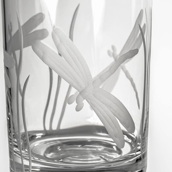 Rolf Glass Dragonfly Double Old Fashioned Glass | 13oz Etched Whiskey Tumbler | Set of 2 | Lead-Free Etched Glassware | Made in the USA (Set of 2)