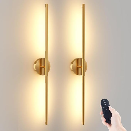 Battery Operated Wall Sconces Set of 2, 360°Rotation Wireless Rechargeable Wall Lights: Dimmable Detachable Wall Lamp with Remote Control, 3000K-6000K Infinite Dimming Wall Sconce 34.7 Inch