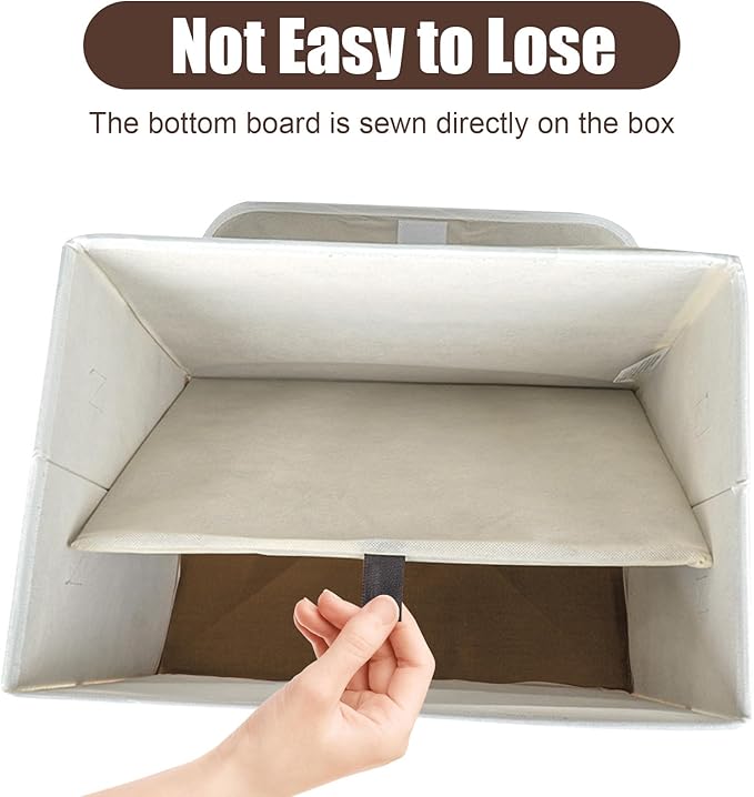 Large 22 Quart Linen Fabric Foldable Storage Bin Cube Organizer Basket with Flip-Top Lid & Handles, Clothes Blanket Box for Home, Office, Closet, Brown & White, 4 Pack 14.6 x 9.5 x 9.5