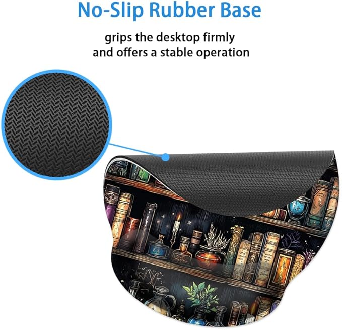 Ergonomic Mouse Pad with Memory Foam Wrist Rest Support Design,Relieve Wrist Pain Mousepad,Non-Slip Base for Laptop,Computer,Office Desk Accessories,Carpal Tunnel,Goth