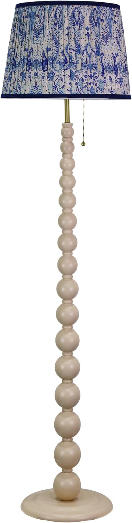 Modern Floor Lamp for Living Room, Farmhouse Floor Lamps, 14X14X59 Inch Beige Wood Base Pull Chain Switch Floor Lamp for Bedrooms and Office (Tapered Pleated Shade)