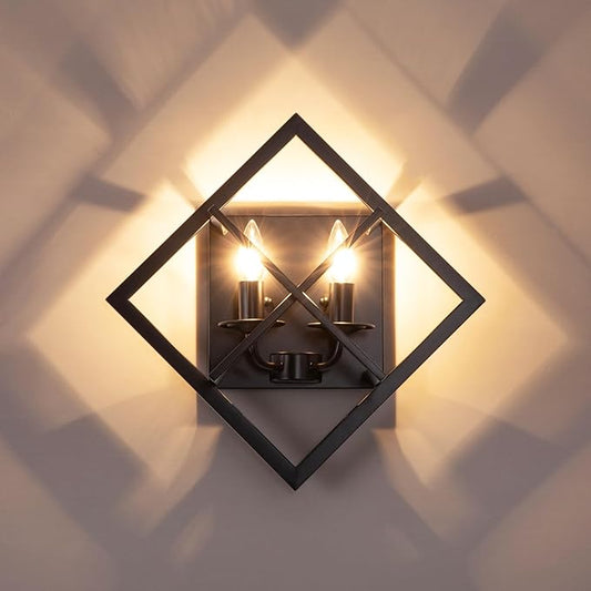 Farmhouse Wall Sconce,Rustic Wall Sconces Indoor Wall Light Fixtures 17.8in for Stairway, Living Room, Bedroom, Bathroom (2 Light,E12 Base, No Bulbs,1 Pack)