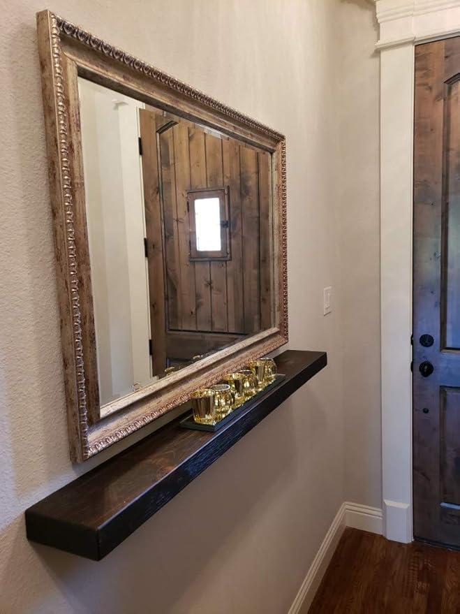 joelsantiques 72 Inch Wooden Floating Shelves for Wall - 72x6x2 in - Made of Natural Wood - Long Heavy Duty Rustic Wall Shelves for Bedroom - Perfect for Living Room, Kitchen - Mocha