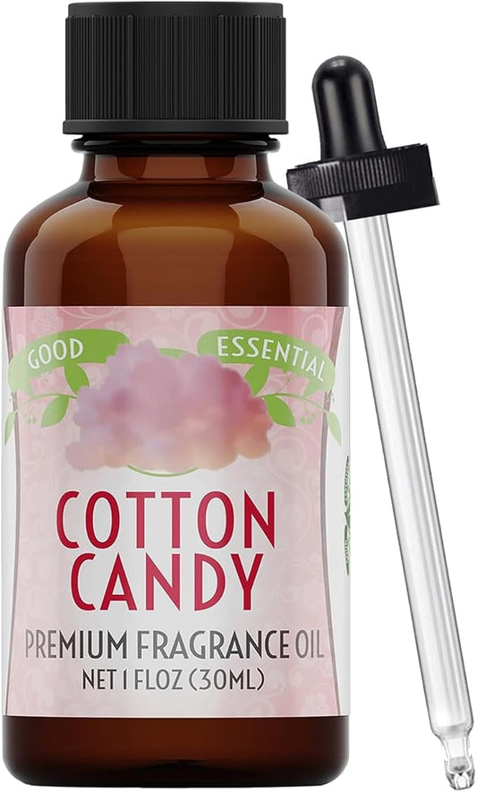 Good Essential – Professional Cotton Candy Fragrance Oil 30ml for Halloween, Diffuser, Candles, Soaps, Lotions, Perfume 1 fl oz