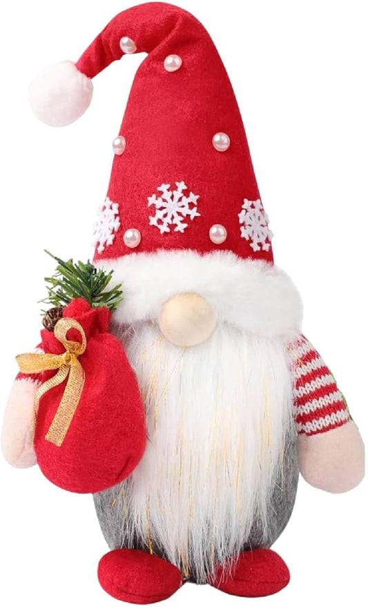 Christmas Gnomes Plush Decoration,Gnome Plush Christmas Decoration Handmade Swedish Dwarf Scandinavian Tomte Elf Gnomes for Home Office Table Decor,Red