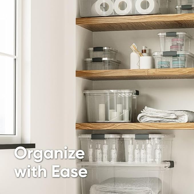 Superio Mini Storage Bins with Lids- Clear Boxes for Organizing, Stackable Plastic Containers- BPA Free, Non-Toxic, Odor Free, Organizer for Home, Office, Dorm, 3.5 Qt, 3 Pack