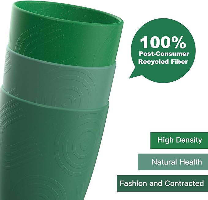 Homienly Wheat Straw Cups Plastic Cups Unbreakable Drinking Cup Reusable Dishwasher Safe Water Glasses (12 OZ Forest Series)