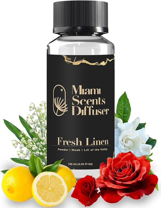 Fresh Linen Scent Inspired by Hotel 4 Fl Oz - 120 ml Essential Oils Aroma for Home Office Business Diffuser Luxury Fragance Refill Aromatherapy Natural Fresh Blend of Powder Musk and Lily of The Valey