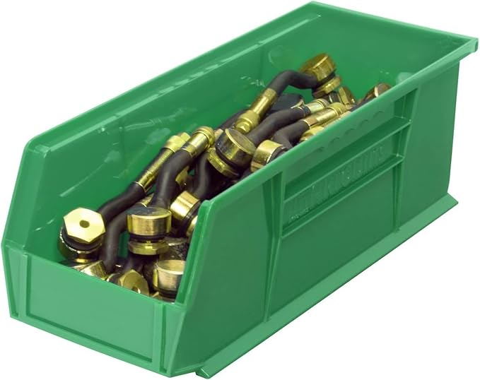 Akro-Mils 30234 AkroBins Plastic Storage Bins, Space-Saving Stackable Bins for Garage, Pantry, Craft Organization, 15" x 5" x 5", Green, 12-Pack