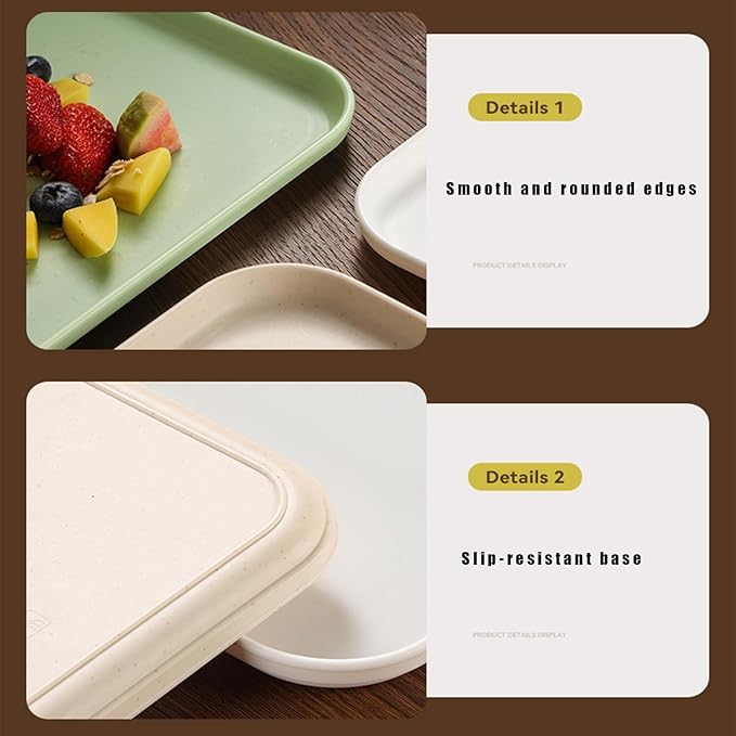 Cafe Fast Food Cafeteria Tray, FoodService Products, Eco-Friendly Wheat Straw & PP Plastic Tray - 17" X 12" X 0.6", Non-Slip Surface for Kitchen, Office - Beige