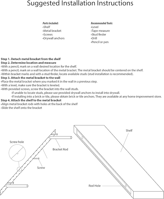 URBANDI, Rustic Floating Shelves, Set of 2, Hidden Bracket, Solid Wood, Heavy Duty, Wall Mounted Shelves, (Brown, 60Wx6D)