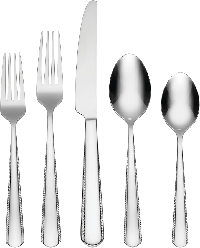 Oneida Gable 42 Piece Everyday Flatware Set, Service for 8, 18/0 Stainless Steel