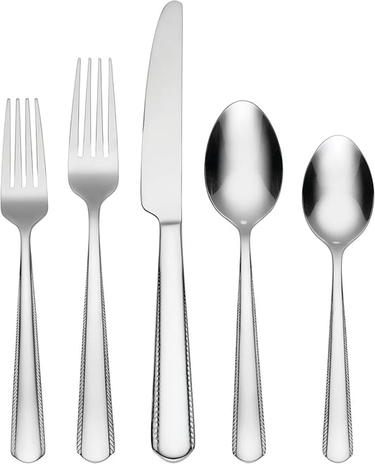 Oneida Gable 42 Piece Everyday Flatware Set, Service for 8, 18/0 Stainless Steel