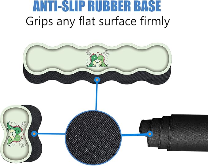 4 in 1 Ergonomic Memory Foam Mouse Pad Wrist Rest Set, Large XXL Gaming Desk Pad + Keyboard Wrist Rest + Mouse Wrist Cushion + Coaster for Home Office Study Gaming, Cute Little Dinosaur